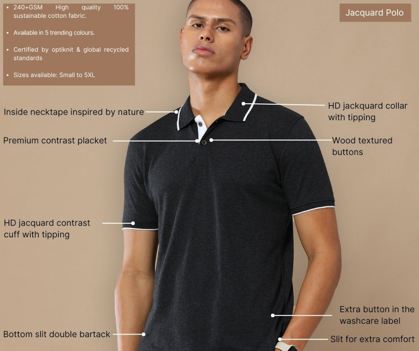 Charcoal Black - Classic Polo T-shirt